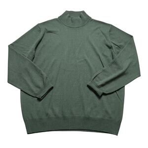 Vintage Toscano Made in Italy Merino Wool Mock Neck Sweater Green Mens Large